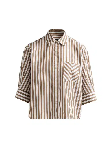 rag & bone Women's Lucia Striped Cotton Poplin Shirt - Brown Stripe - Size XL | Thumbnail 1 rag & bone Women's Lucia Striped Cotton Poplin Shirt - Brown Stripe - Size XL | Thumbnail 1