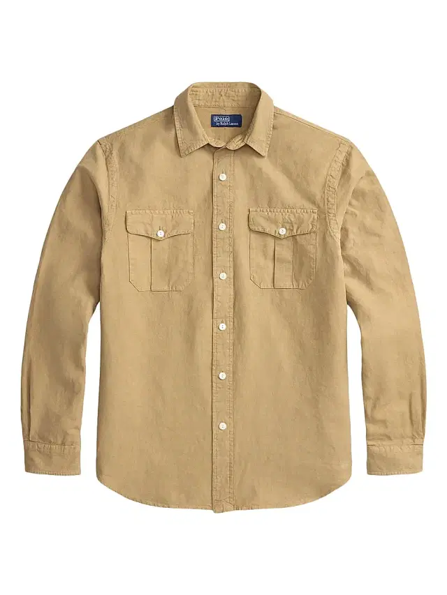 Polo Ralph Lauren Men's Linen-Silk Canvas Utility Shirt - Cafe Tan