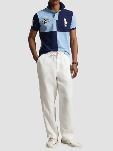 Polo Ralph Lauren Men's Custom Slim-Fit Big Pony Mesh Polo Shirt - Navy Powder Blue - Size XS | Thumbnail 2