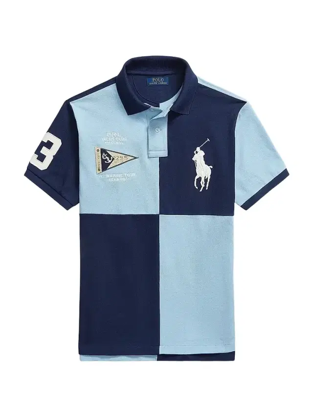Polo Ralph Lauren Men's Custom Slim-Fit Big Pony Mesh Polo Shirt - Navy Powder Blue