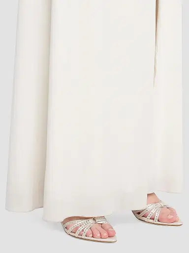 Stuart Weitzman Women's Carlyle 50MM Embellished Satin Sandals - Cream - Size 9.5 | Thumbnail 2