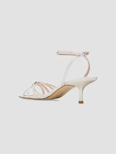 Stuart Weitzman Women's Carlyle 50MM Embellished Satin Sandals - Cream - Size 9.5 | Thumbnail 3