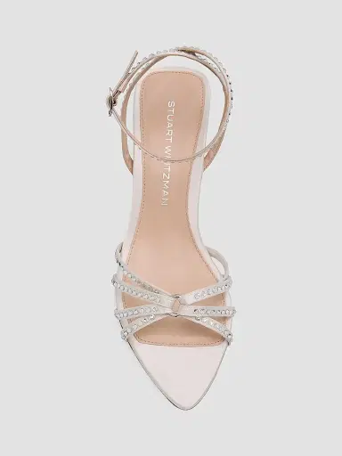 Stuart Weitzman Women's Carlyle 50MM Embellished Satin Sandals - Cream - Size 9.5 | Thumbnail 4