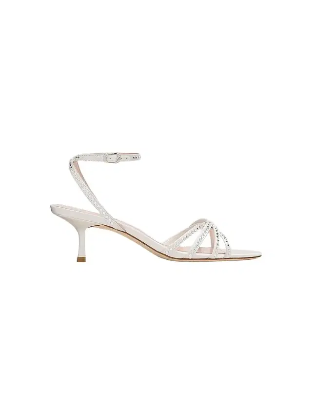 Stuart Weitzman Women's Carlyle 50MM Embellished Satin Sandals - Cream