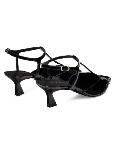 Stuart Weitzman Women's Vinnie 50MM Patent Leather T-Strap Pumps - Black - Size 9.5 | Thumbnail 3