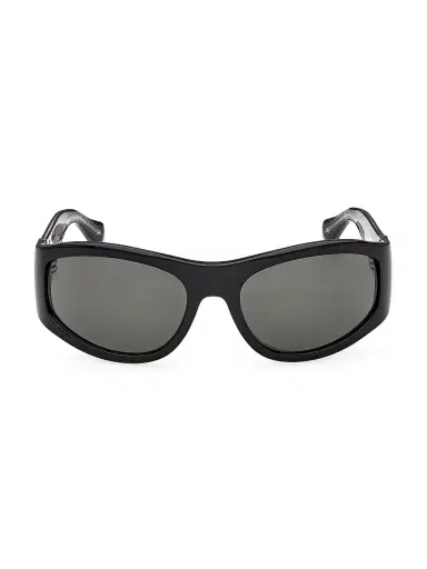 Christian Louboutin Men's 60MM Oval Sunglasses - Black Smoke | Thumbnail 2