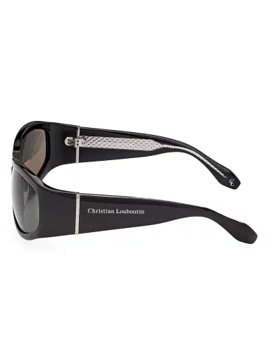 Christian Louboutin Men's 60MM Oval Sunglasses - Black Smoke | Thumbnail 3
