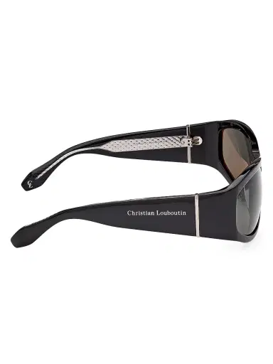Christian Louboutin Men's 60MM Oval Sunglasses - Black Smoke | Thumbnail 7
