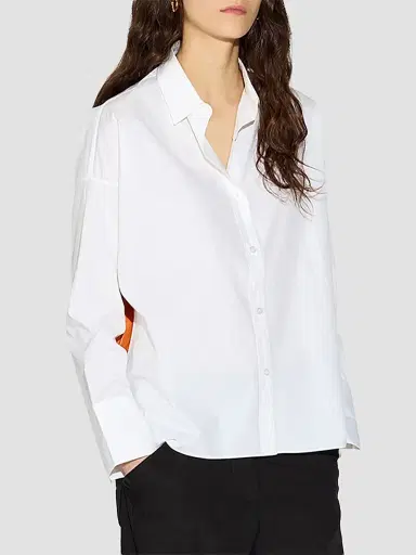 CALLAS MILANO Women's Sirene Poplin Shirt with Silk Twill Lake Como Print Scarf Back - White - Size 12 | Thumbnail 3 CALLAS MILANO Women's Sirene Poplin Shirt with Silk Twill Lake Como Print Scarf Back - White - Size 12 | Thumbnail 3