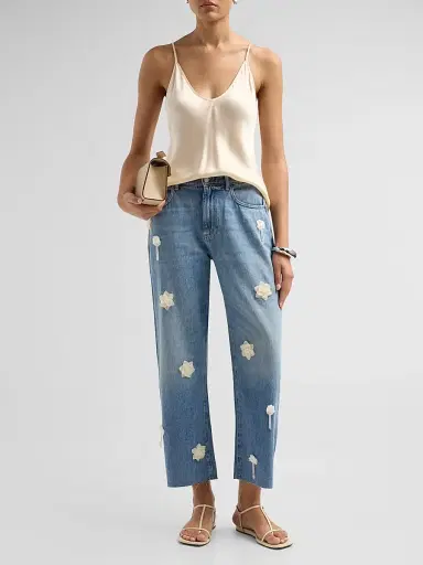 Le Jean Women's Moon Flower Nomad Ankle Jeans - Moon Flower - Size 24 | Thumbnail 2 Le Jean Women's Moon Flower Nomad Ankle Jeans - Moon Flower - Size 24 | Thumbnail 2