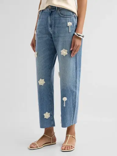 Le Jean Women's Moon Flower Nomad Ankle Jeans - Moon Flower - Size 24 | Thumbnail 4 Le Jean Women's Moon Flower Nomad Ankle Jeans - Moon Flower - Size 24 | Thumbnail 4
