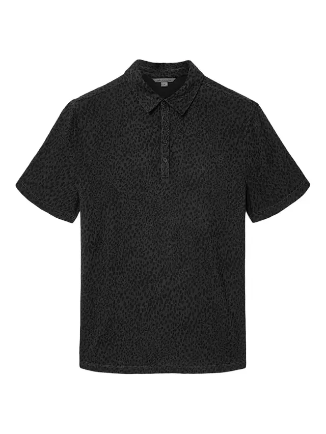 Men's Marcel Distorted Dots Jacquard Polo Shirt - Deep Charcoal