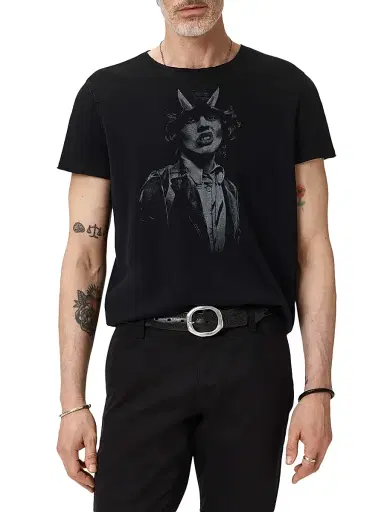 JOHN VARVATOS Men's AC/DC Highway to Hell Raw-Edge Crewneck T-Shirt | Thumbnail 3 JOHN VARVATOS Men's AC/DC Highway to Hell Raw-Edge Crewneck T-Shirt | Thumbnail 3