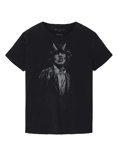 JOHN VARVATOS Men's AC/DC Highway to Hell Raw-Edge Crewneck T-Shirt | Thumbnail 1 JOHN VARVATOS Men's AC/DC Highway to Hell Raw-Edge Crewneck T-Shirt | Thumbnail 1