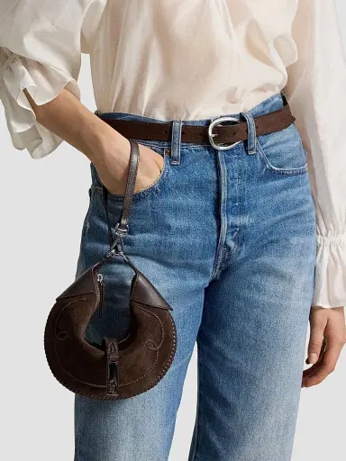 Polo Ralph Lauren Women's Polo ID Western Suede Shoulder Bag | Thumbnail 2 Polo Ralph Lauren Women's Polo ID Western Suede Shoulder Bag | Thumbnail 2