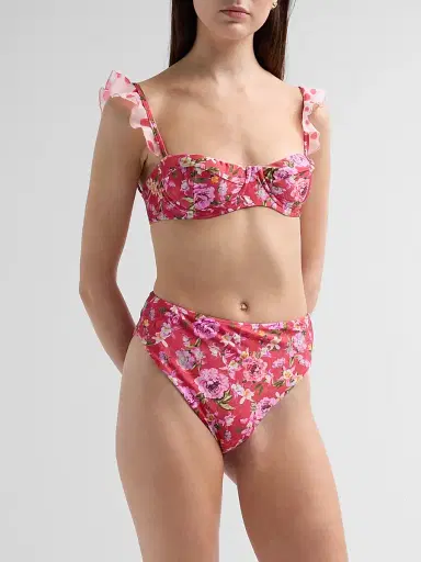 PatBo Women's Peony Print High-Waisted Bikini Bottom | Thumbnail 4 PatBo Women's Peony Print High-Waisted Bikini Bottom | Thumbnail 4