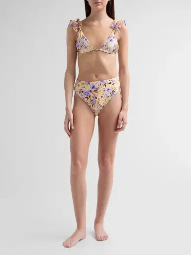 PatBo Women's Peony Print Flower-Embellished Bikini Top - Yellow - Size XS | Thumbnail 2