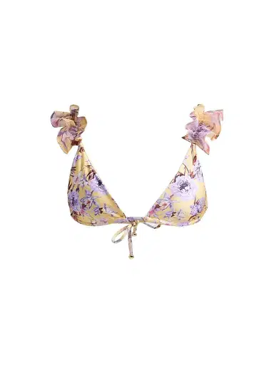 PatBo Women's Peony Print Flower-Embellished Bikini Top - Yellow - Size XS | Thumbnail 1