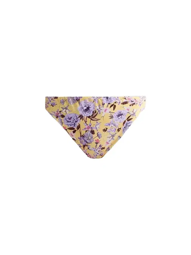 PatBO Women's Peony Print High-Waisted Bikini Bottom - Yellow