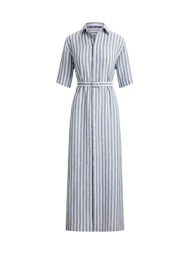 Women's Carol Umbrella Stripe Linen Shirtdress - Chambray Blue Cream