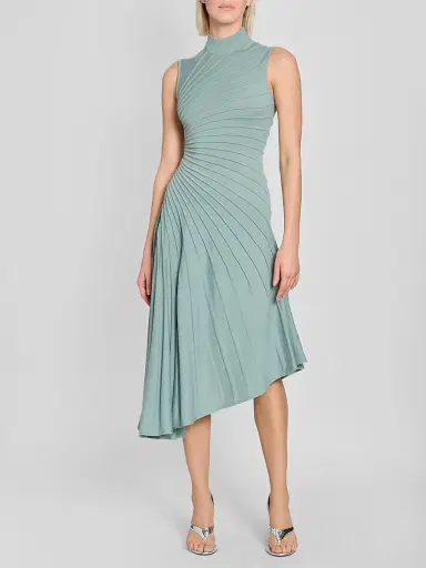ALAIA Women's Ray Sleeveless Wool A-Line Midi-Dress - Vert Eucalyptus | Thumbnail 2