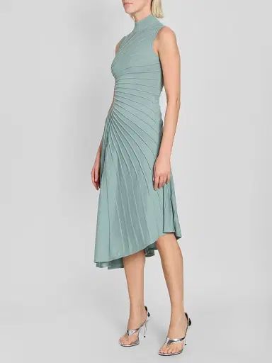 ALAIA Women's Ray Sleeveless Wool A-Line Midi-Dress - Vert Eucalyptus | Thumbnail 4