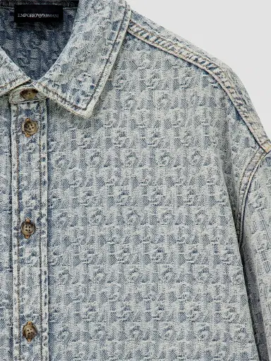 Emporio Armani Men's Logo Denim Button-Front Shirt - Light Blue Denim - Size XXL | Thumbnail 5 Emporio Armani Men's Logo Denim Button-Front Shirt - Light Blue Denim - Size XXL | Thumbnail 5