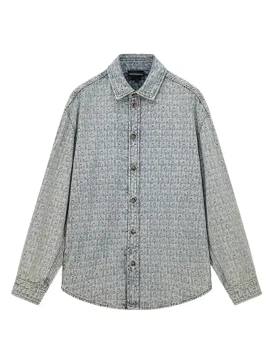 Emporio Armani Men's Logo Denim Button-Front Shirt - Light Blue Denim - Size XXL | Thumbnail 1 Emporio Armani Men's Logo Denim Button-Front Shirt - Light Blue Denim - Size XXL | Thumbnail 1