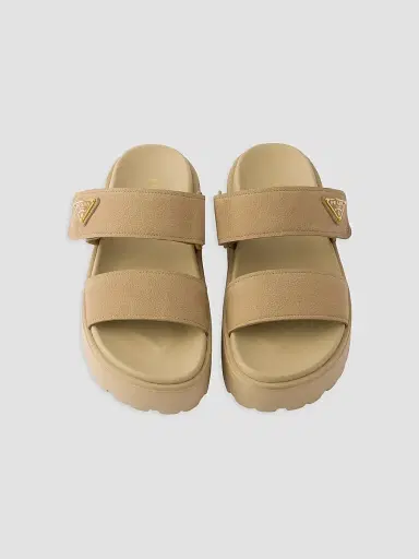 Prada Women's Nubuck Slides - Beige Khaki - Size 11 | Thumbnail 2
