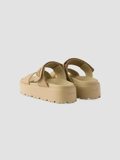 Prada Women's Nubuck Slides - Beige Khaki - Size 11 | Thumbnail 3
