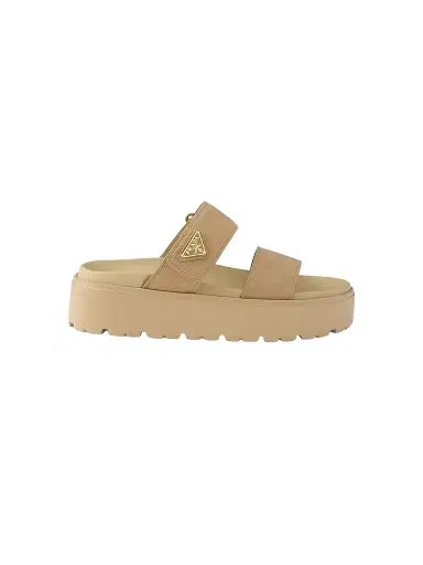 Prada Women's Nubuck Slides - Beige Khaki - Size 11 | Thumbnail 1