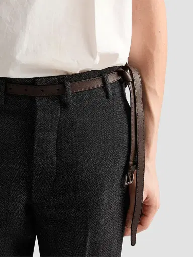 Prada Men's Antiqued Leather Belt | Thumbnail 2 Prada Men's Antiqued Leather Belt | Thumbnail 2