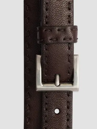 Prada Men's Antiqued Leather Belt | Thumbnail 4 Prada Men's Antiqued Leather Belt | Thumbnail 4