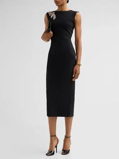 Chiara Boni La Petite Robe Women's Doradus Beaded Sheath Midi Dress - Black - Size 16 | Thumbnail 4 Chiara Boni La Petite Robe Women's Doradus Beaded Sheath Midi Dress - Black - Size 16 | Thumbnail 4