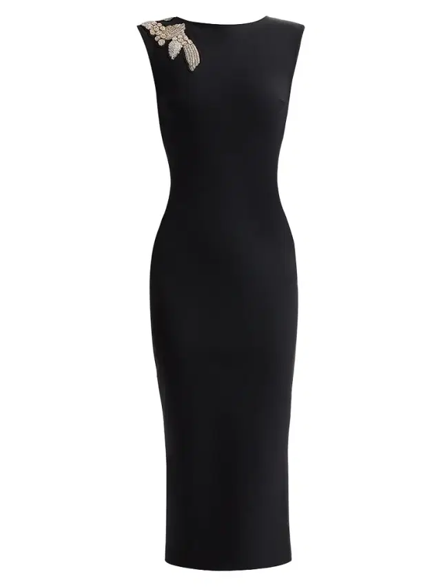 Chiara Boni La Petite Robe Women's Doradus Beaded Sheath Midi Dress - Black