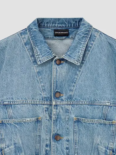 Emporio Armani Men's Oversized Denim Jacket - Light Blue Denim - Size 48 | Thumbnail 4