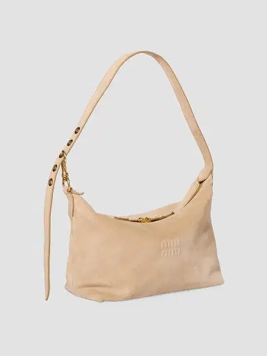 Miu Miu Women's Spirit Suede Shoulder Bag - Beige Khaki | Thumbnail 4 Miu Miu Women's Spirit Suede Shoulder Bag - Beige Khaki | Thumbnail 4