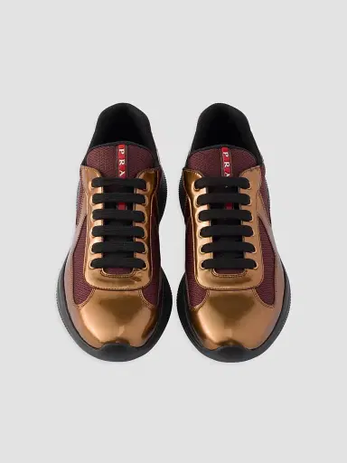 Prada Men's America's Cup Metallic Leather and Bike Fabric Sneakers | Thumbnail 2 Prada Men's America's Cup Metallic Leather and Bike Fabric Sneakers | Thumbnail 2