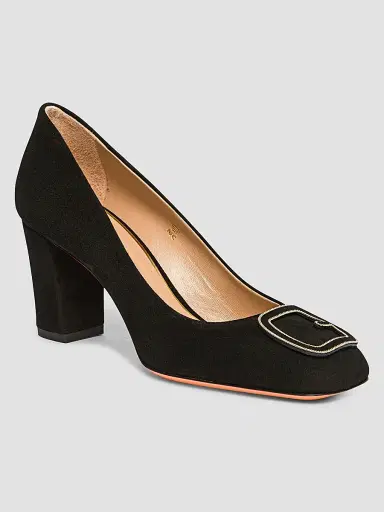 Santoni Women's Marta 70MM Suede Pumps - Black - Size 12 | Thumbnail 2