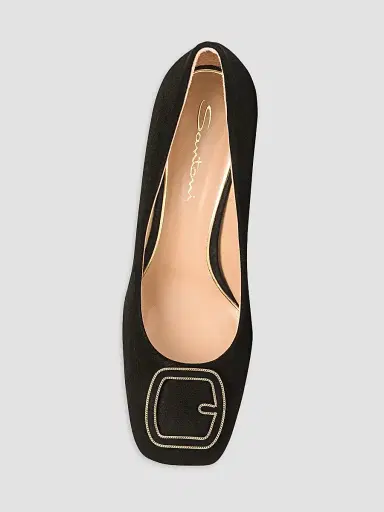 Santoni Women's Marta 70MM Suede Pumps - Black - Size 12 | Thumbnail 5