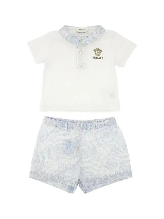 Baby Boy's Medusa Polo & Shorts Set - White 9 Months