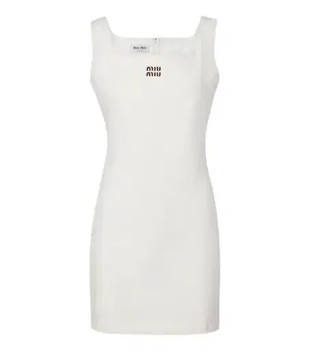 Miu Miu Leather-trimmed cotton jersey minidress