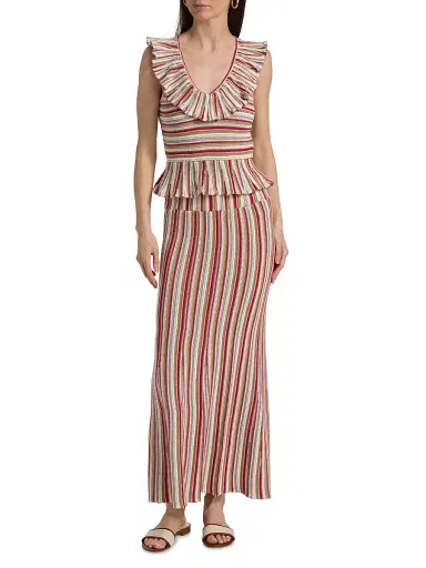 RAILS Women's Carmelita Havana Striped Ruffled Cotton Peplum Top - Havana Stripe - Size XXL | Thumbnail 2