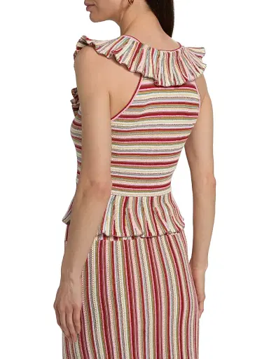 RAILS Women's Carmelita Havana Striped Ruffled Cotton Peplum Top - Havana Stripe - Size XXL | Thumbnail 5
