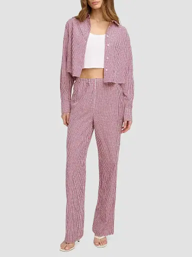 Favorite Daughter Women's The Everything Gingham Wide-Leg Pants - Raspberry White - Size XL | Thumbnail 2 Favorite Daughter Women's The Everything Gingham Wide-Leg Pants - Raspberry White - Size XL | Thumbnail 2