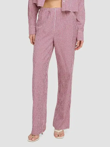 Favorite Daughter Women's The Everything Gingham Wide-Leg Pants - Raspberry White - Size XL | Thumbnail 4 Favorite Daughter Women's The Everything Gingham Wide-Leg Pants - Raspberry White - Size XL | Thumbnail 4