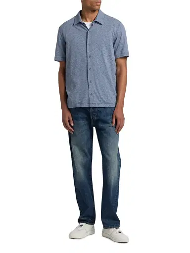 Vince Men's Tonal Leaf Slub Cotton Shirt - Hawk Blue Light | Thumbnail 2