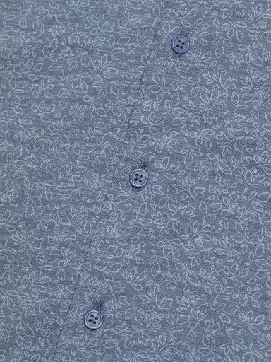 Vince Men's Tonal Leaf Slub Cotton Shirt - Hawk Blue Light | Thumbnail 7