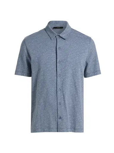 Vince Men's Tonal Leaf Slub Cotton Shirt - Hawk Blue Light | Thumbnail 1