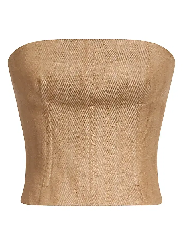 TWP Women's Jillian Chevron Linen-Blend Bustier - Kelp